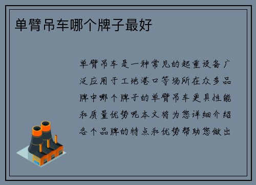 单臂吊车哪个牌子最好